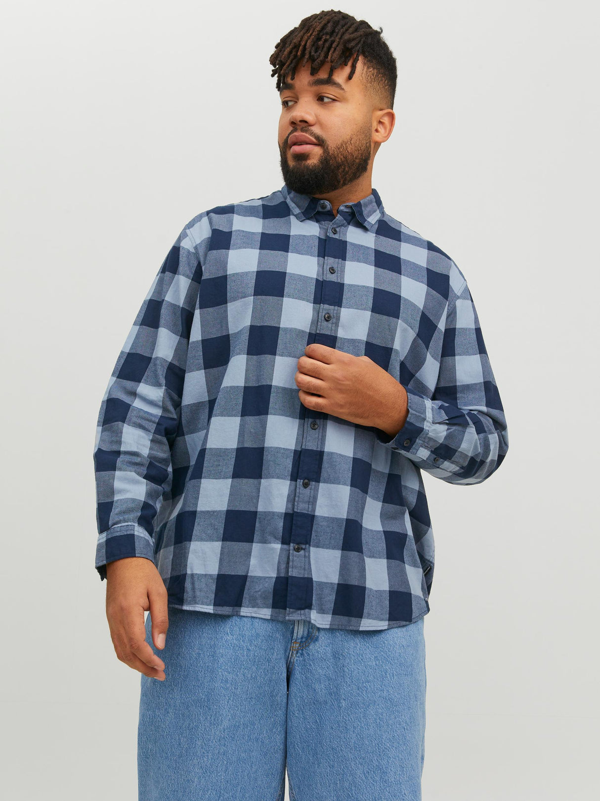 Jack & Jones Gingham Flint Twill Shirt Grey