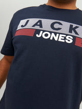 Jack & Jones Corp Logo Stripe Tee Navy