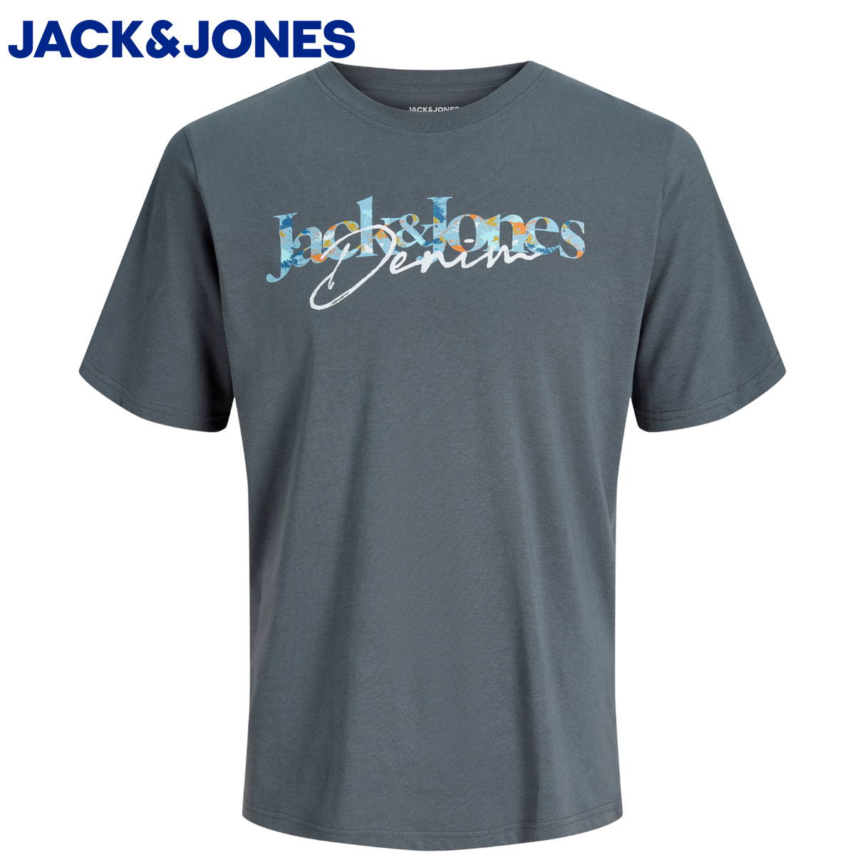 Jack & Jones Tom Logo Turbulent T-Shirt Grey
