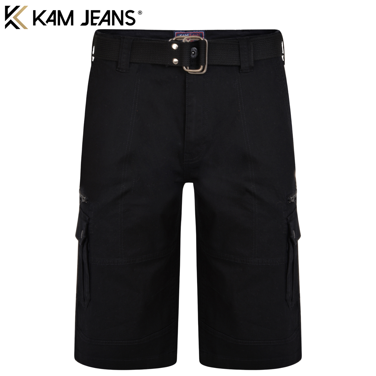 Kam Belted Cargo Shorts Black