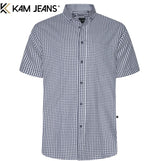 Kam Classic Gingham Check Navy Shirt Navy