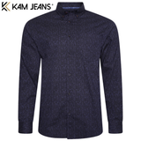Kam Premium Digital Print Navy Shirt Navy