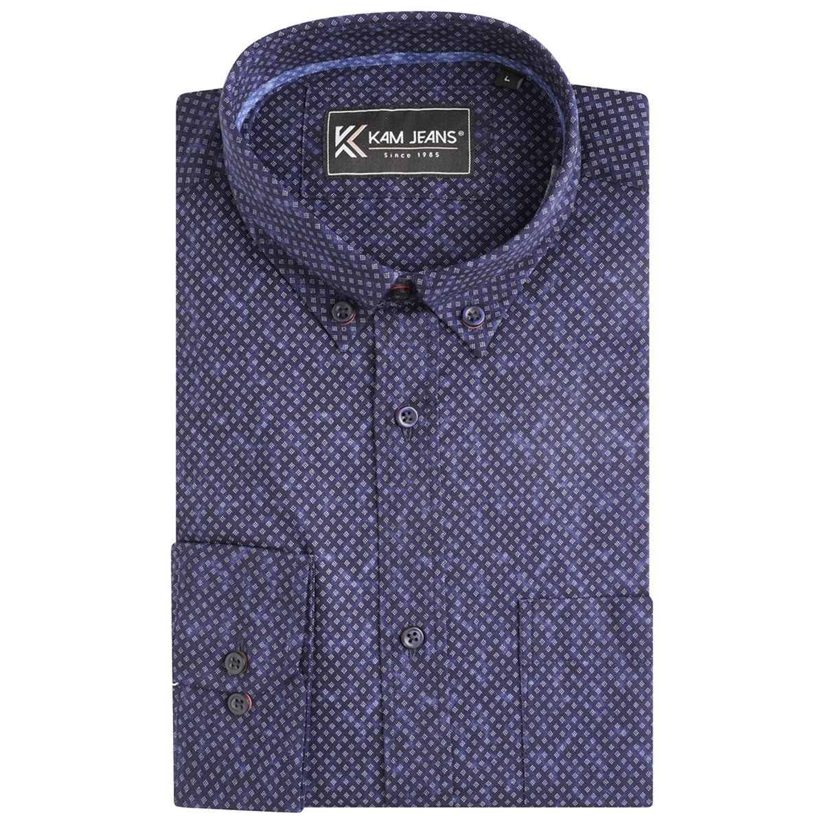 Kam Premium Digital Print Navy Shirt Navy