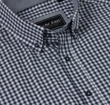 Kam Classic Gingham Check Navy Shirt Navy