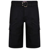Kam Black Belted Cargo Shorts Black
