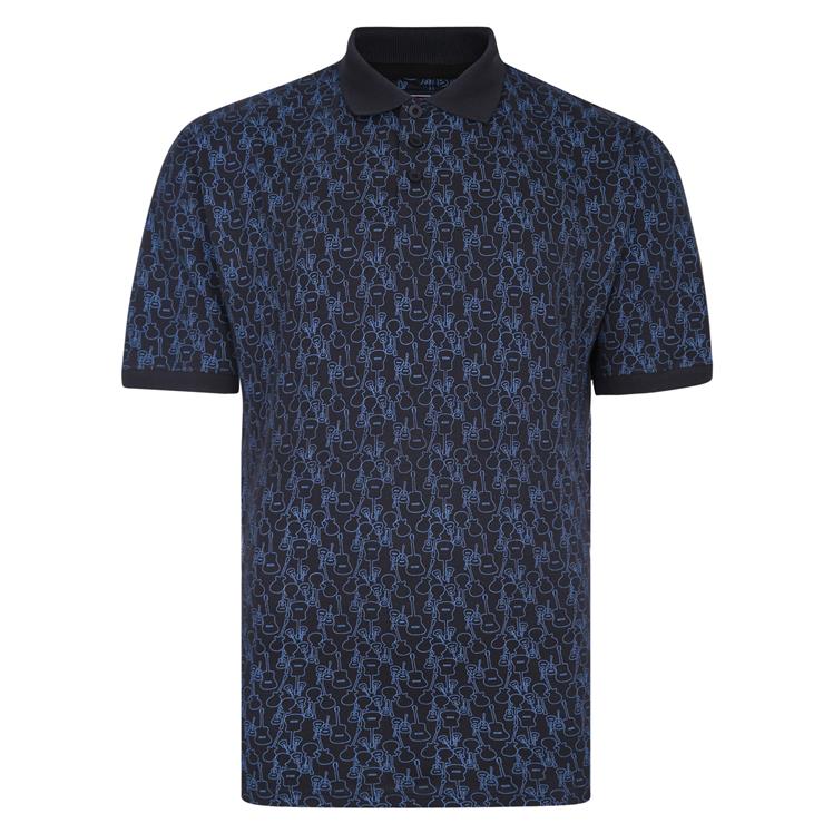 Kam X-Tall Fashion Print Polo Shirt Navy