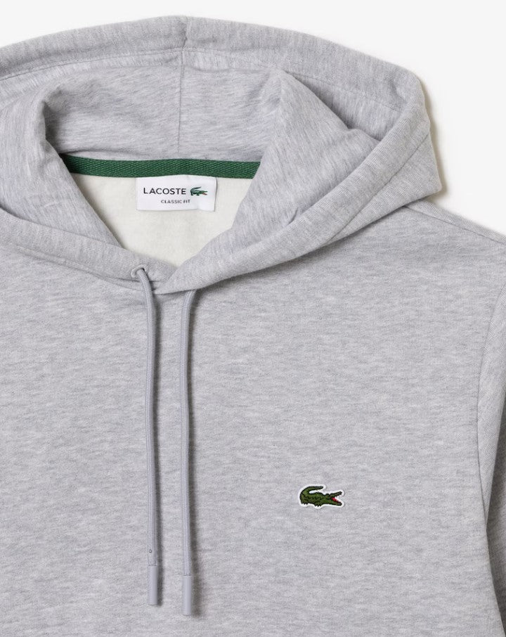 Lacoste Brushed Fleece Hoodie Grey