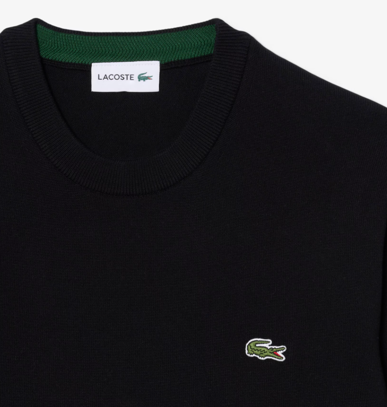 Lacoste Crew Neck Black Cotton Knit Black