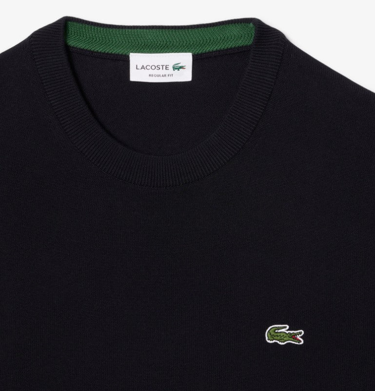 Lacoste Crew Neck Black Cotton Knit Black