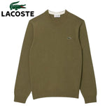 Lacoste Cotton Crew Neck Khaki Knit Green
