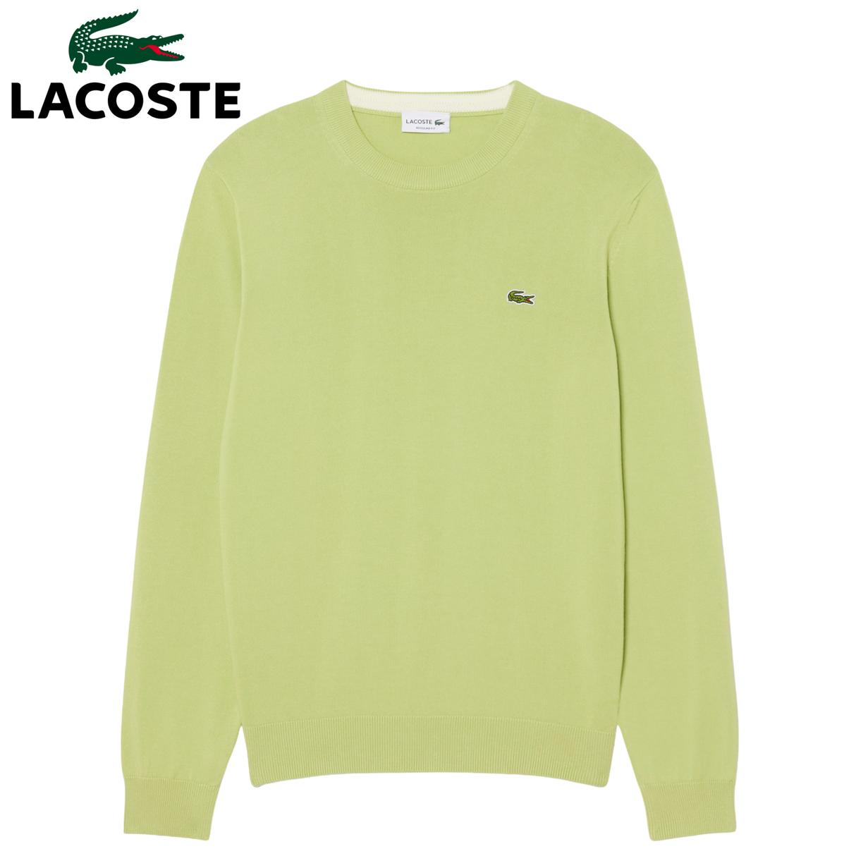 Lacoste Monochrome Crew Neck Lime Knit Green