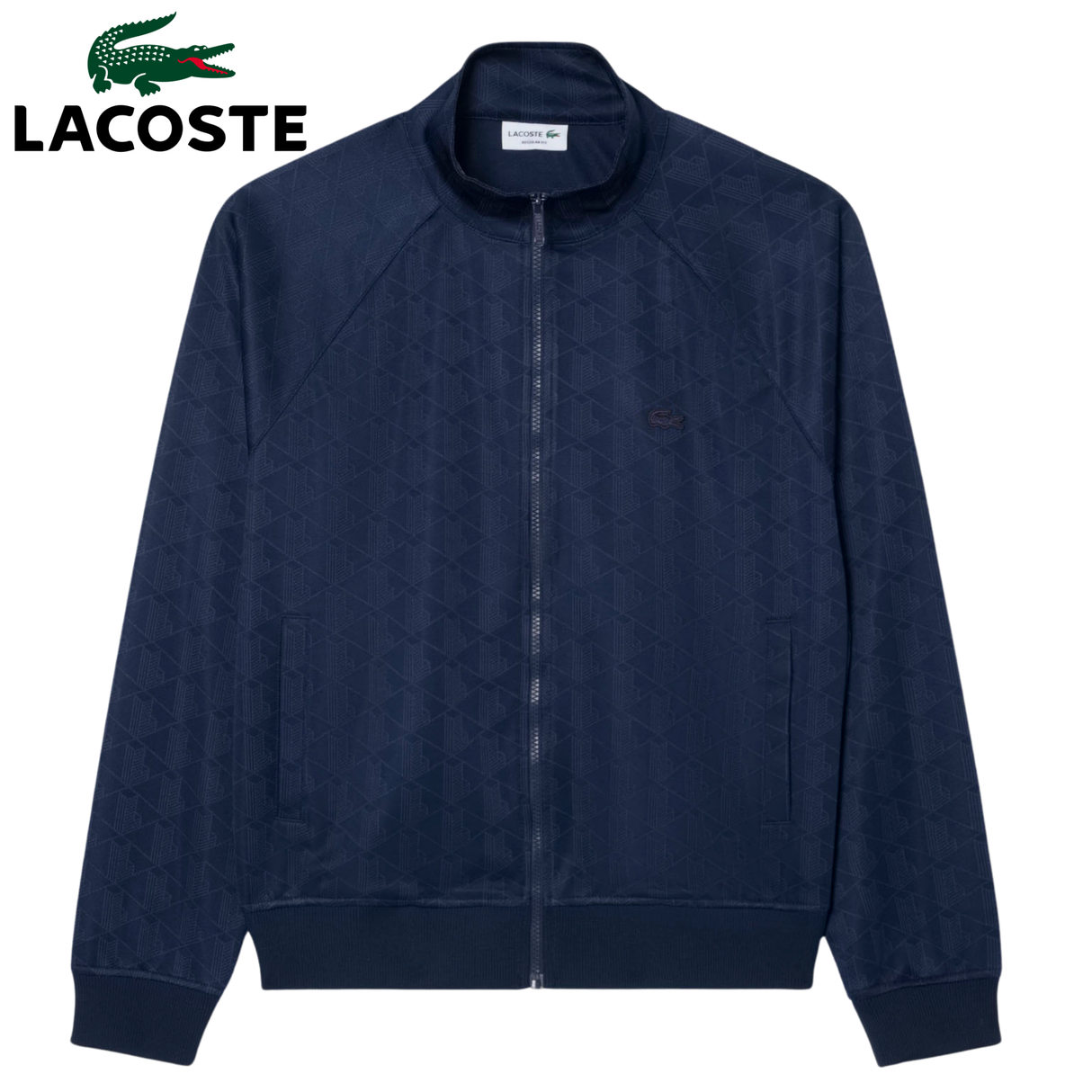 Lacoste Jacquard Zipped Blue Sweatshirt Navy