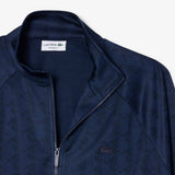Lacoste Jacquard Zipped Blue Sweatshirt Navy