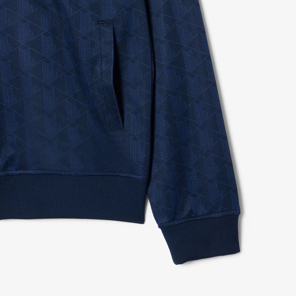 Lacoste Jacquard Zipped Blue Sweatshirt Navy