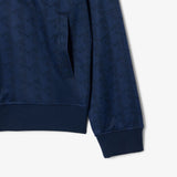 Lacoste Jacquard Zipped Blue Sweatshirt Navy