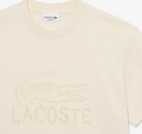 Lacoste Printed Beige Crew Neck T-Shirt Beige