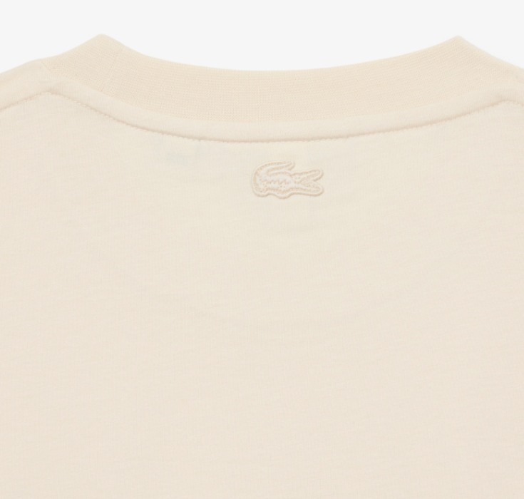 Lacoste Printed Beige Crew Neck T-Shirt Beige