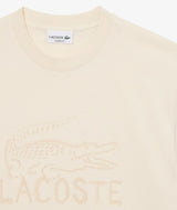 Lacoste Printed Beige Crew Neck T-Shirt Beige