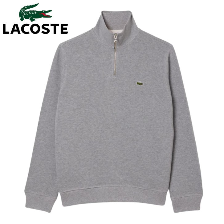 Lacoste High Neck Zip Silver Sweatshirt Grey