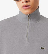 Lacoste High Neck Zip Silver Sweatshirt Grey