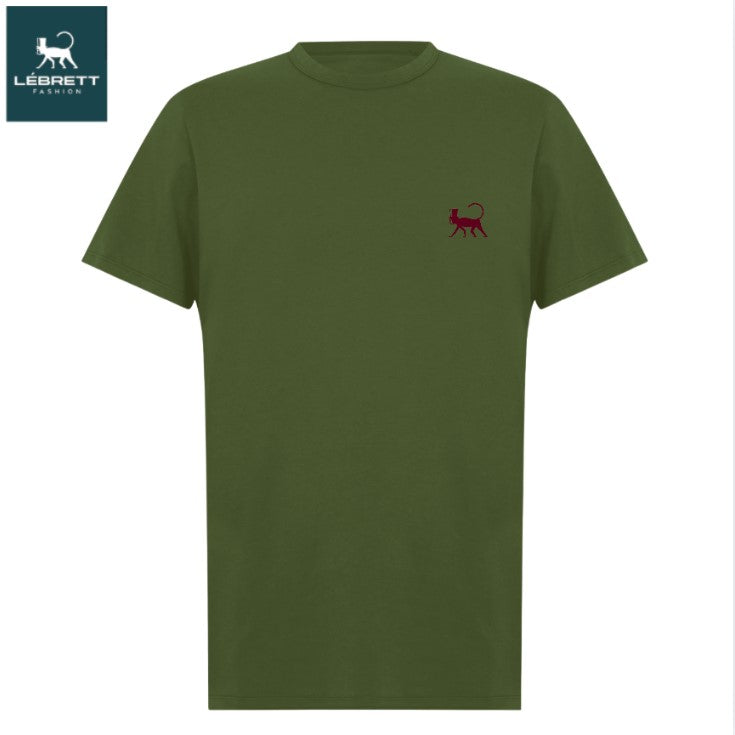 Lebrett Crew Neck Khaki Logo T-Shirt Green