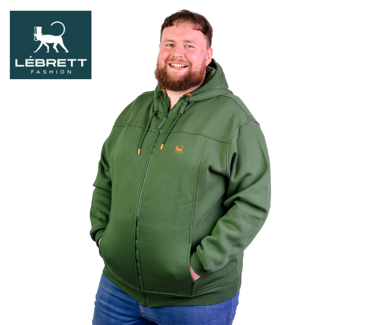 Lebrett Front Zipped Funk Green Hoody Green