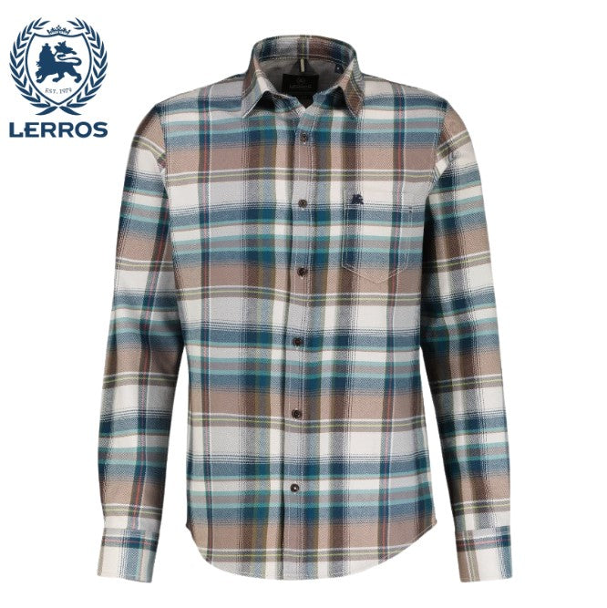 Lerros Flannel Fog Check Shirt Grey