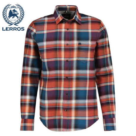 Lerros Flannel Orange Check Shirt Orange