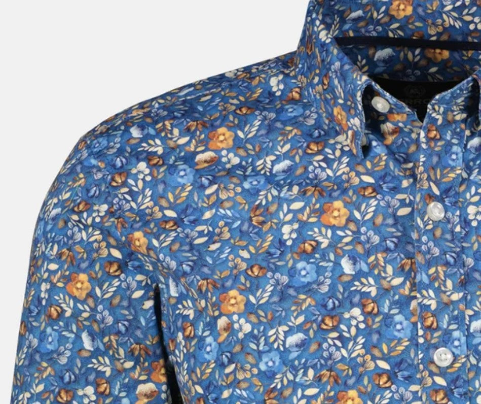 Lerros Flower Print Storm Blue Shirt Blue
