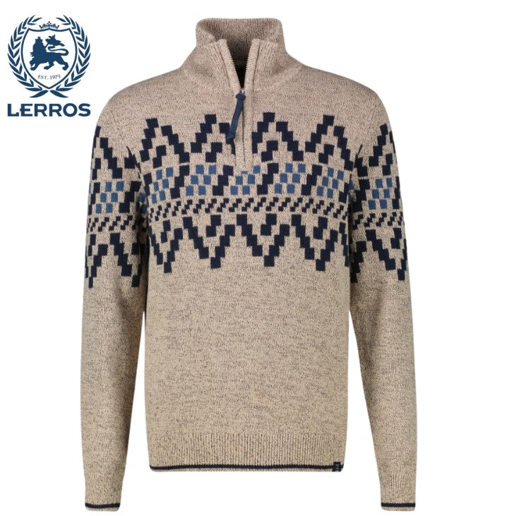 Lerros Norwegian Pattern Zip Knit Beige