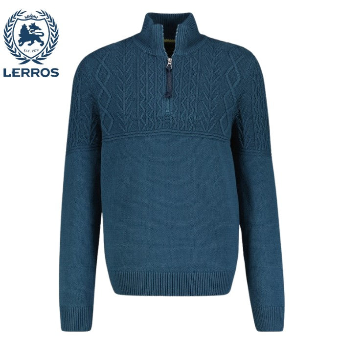 Lerros Cable Knit Quarter Zip Sweater Navy