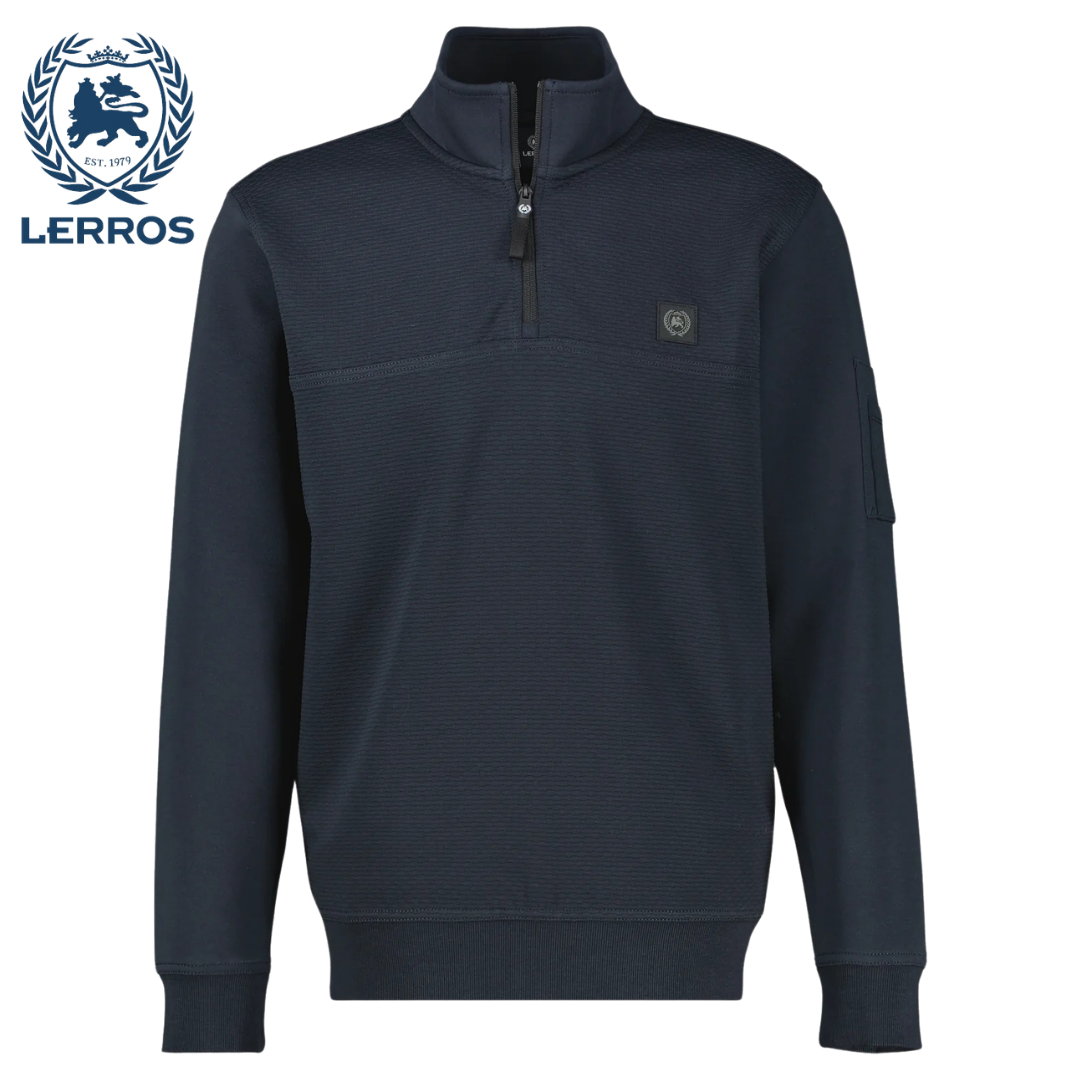 Lerros Ribbed Quarter Zip Navy Sweater Navy