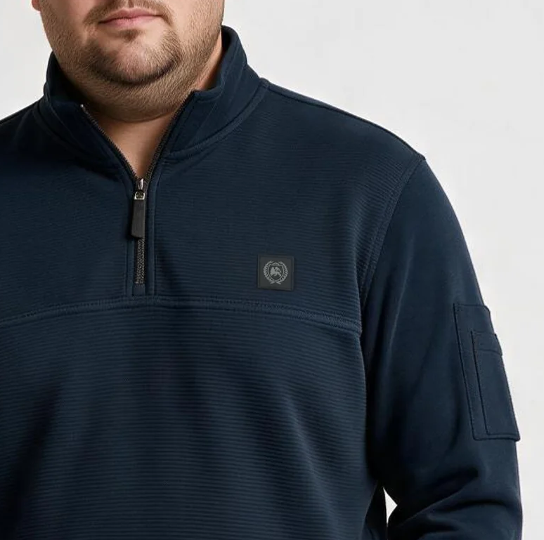 Lerros Ribbed Quarter Zip Navy Sweater Navy