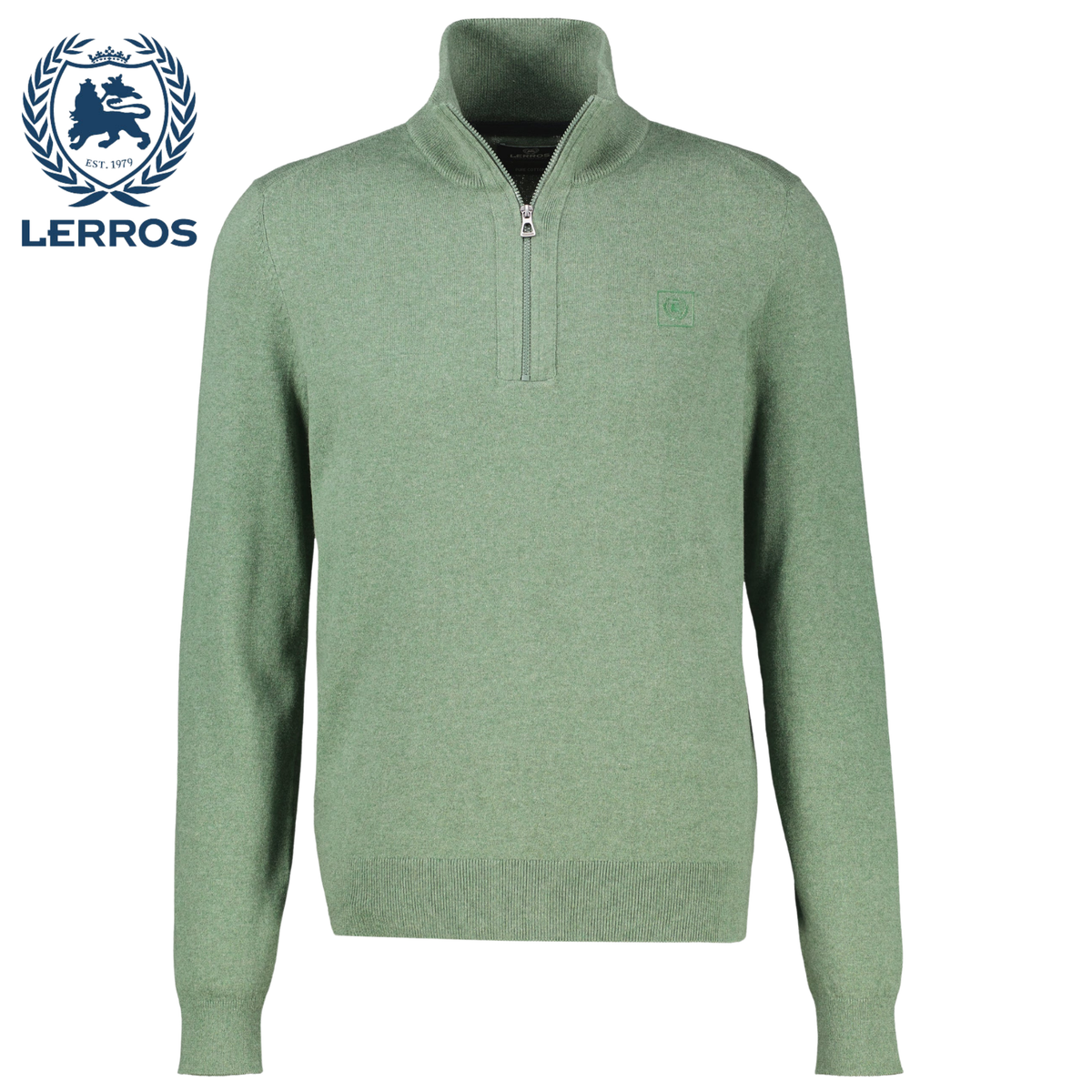 Lerros Quarter Zip Soft Basil Green Knit Green