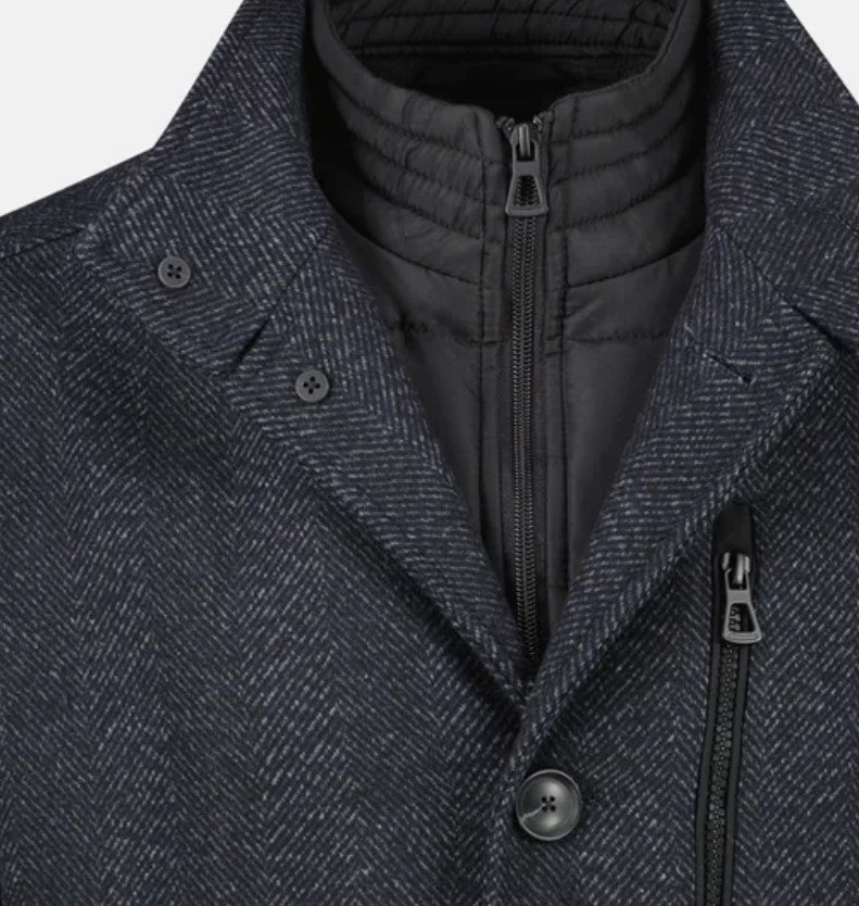 Lerros Wool Look Coat With Vest Insert Grey