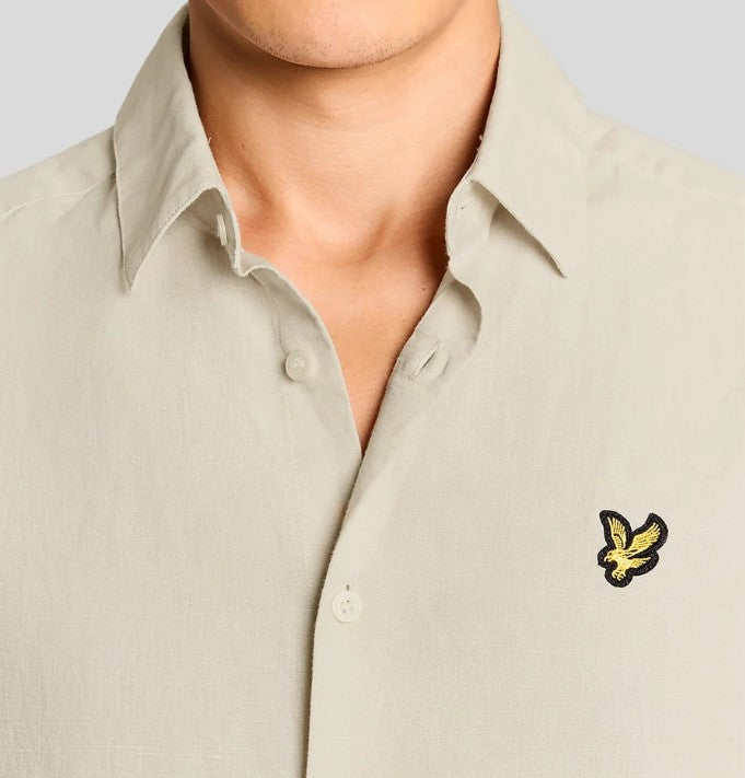 Lyle & Scott Linen Blend Short Sleeve Beige