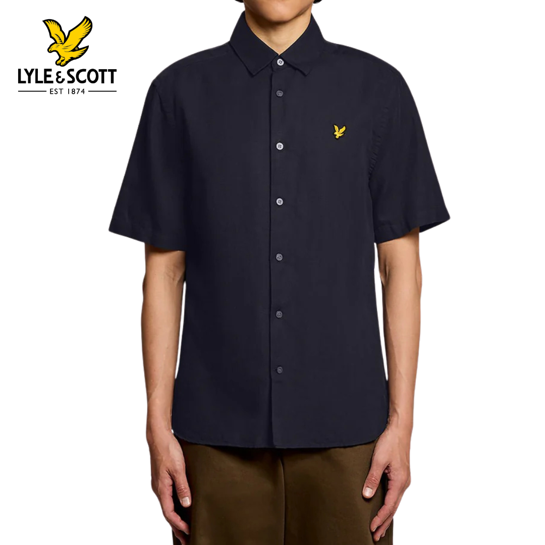 Lyle & Scott Linen Blend Short Sleeve Navy