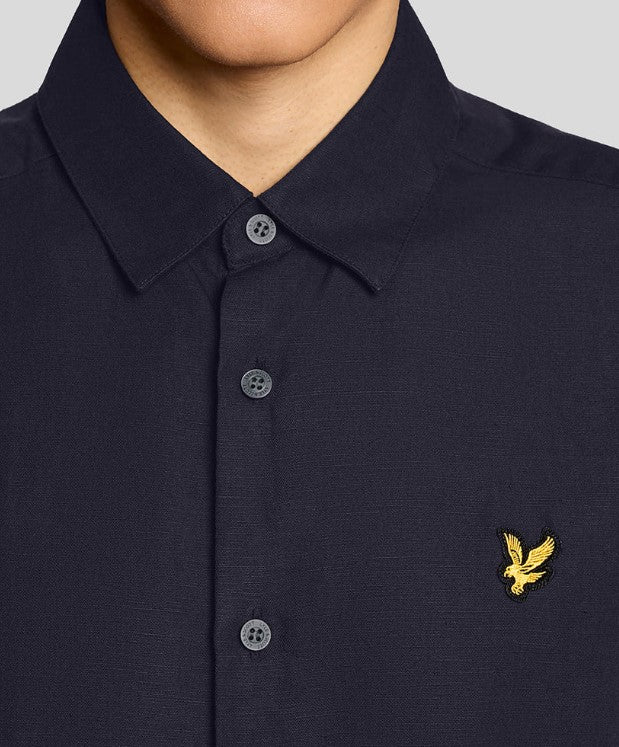 Lyle & Scott Linen Blend Short Sleeve Navy