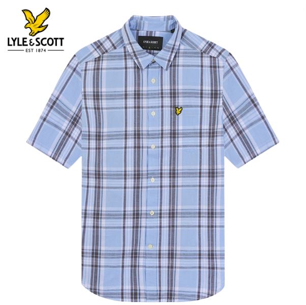 Lyle & Scott Linen Style Check Shirt Blue