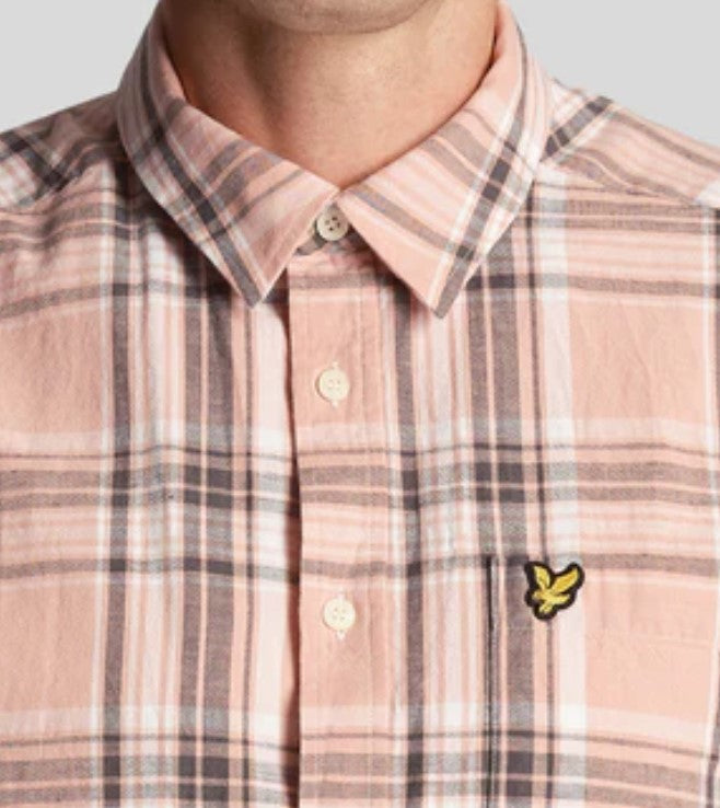 Lyle & Scott Linen Pink Check Shirt Pink
