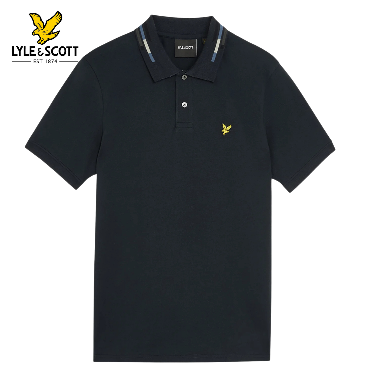 Lyle & Scott Stripe Tipped Collar Polo Navy