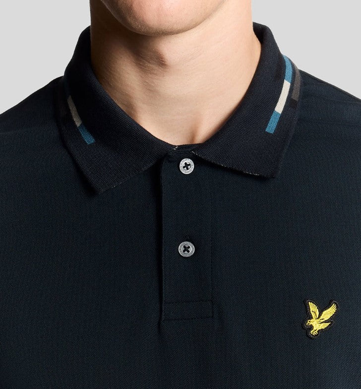 Lyle & Scott Stripe Tipped Collar Polo Navy