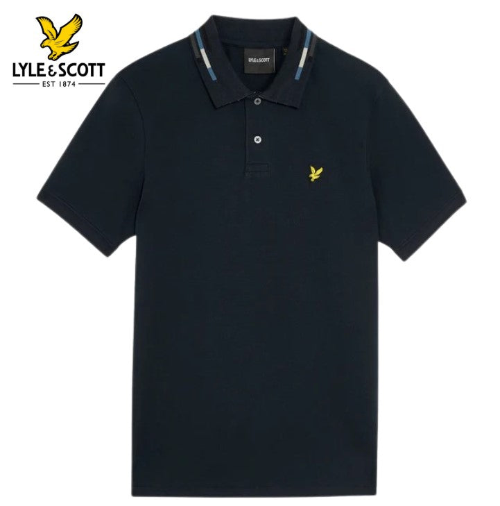 Lyle & Scott Stripe Tipped Collar Polo Navy
