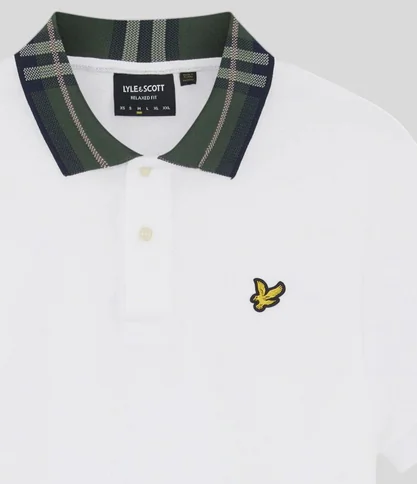 Lyle & Scott Tartan Collar White Polo Shirt