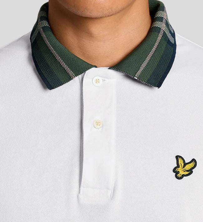 Lyle & Scott Tartan Collar White Polo Shirt