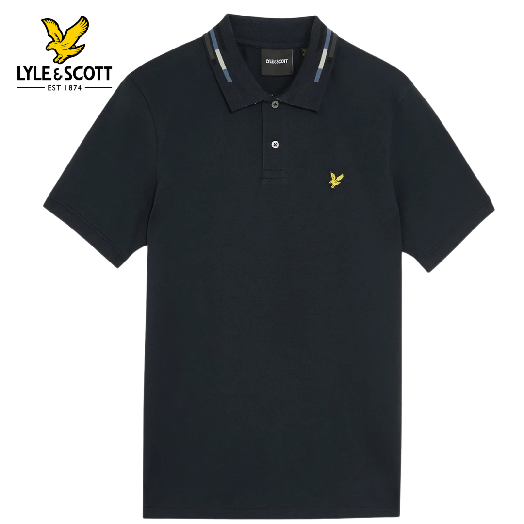 Lyle & Scott Stripe Tipped Collar Polo Navy