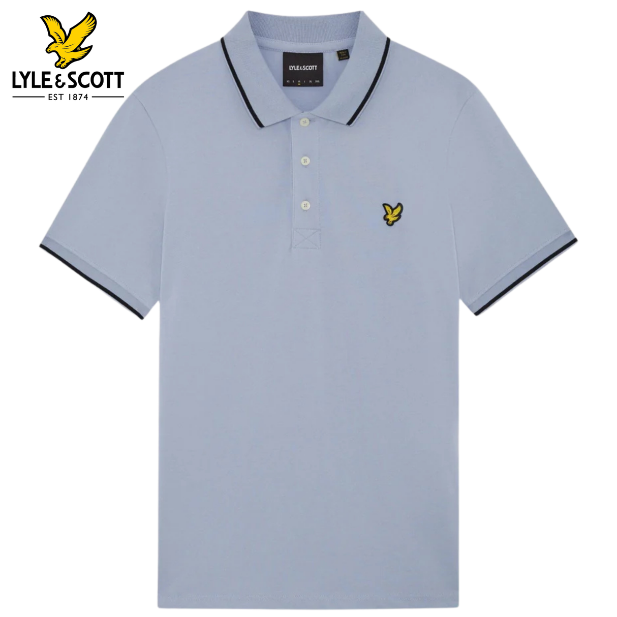 Lyle & Scott Tipped Collar Bubble Blue Polo