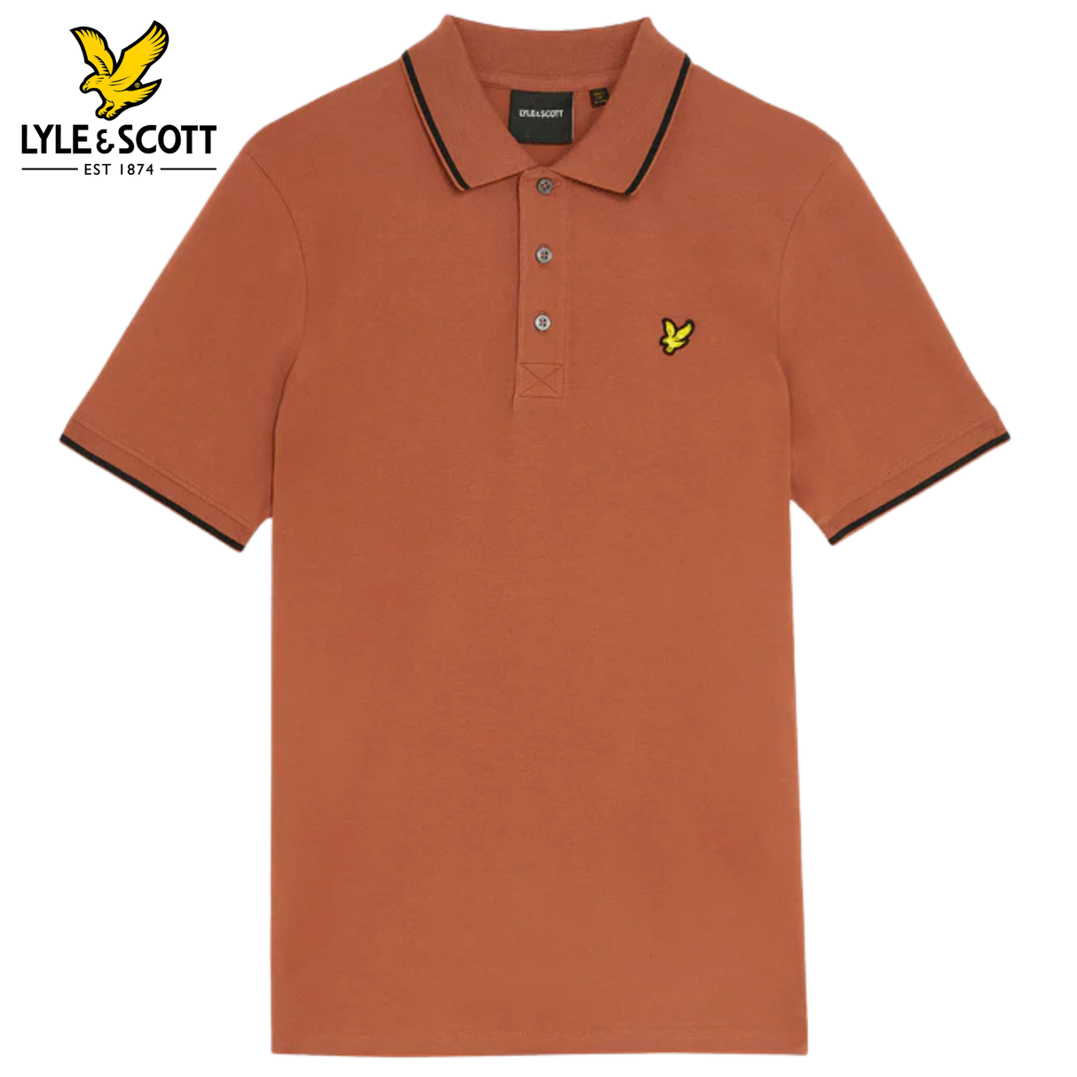 Lyle & Scott Tipped Collar Brick Polo Orange