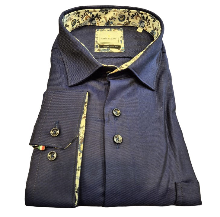 Marnelli Dark Navy Self Stripe Shirt Navy