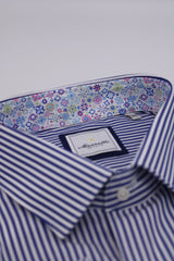 Marnelli Dark Blue Bengal Stripe Shirt Blue
